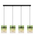 Gorley Bar Pendant Ceiling Light Matt Black Green Glass Shade 4x E27-3