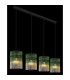 Gorley Bar Pendant Ceiling Light Matt Black Green Glass Shade 4x E27-4