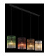 Gorley Bar Pendant Ceiling Light Matt Black Rods Multicolour Glass Shade 4x E27-4