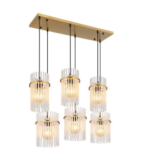 Gorley Cluster Pendant Ceiling Light Gold Colours Matt Opal Glass Shade 6x E27-1