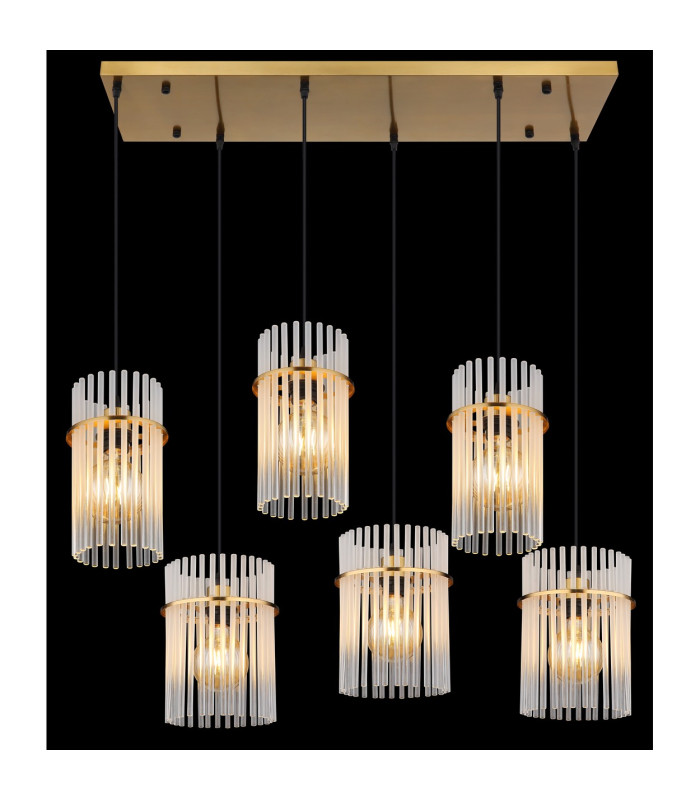 Gorley Cluster Pendant Ceiling Light Gold Colours Matt Opal Glass Shade 6x E27-5