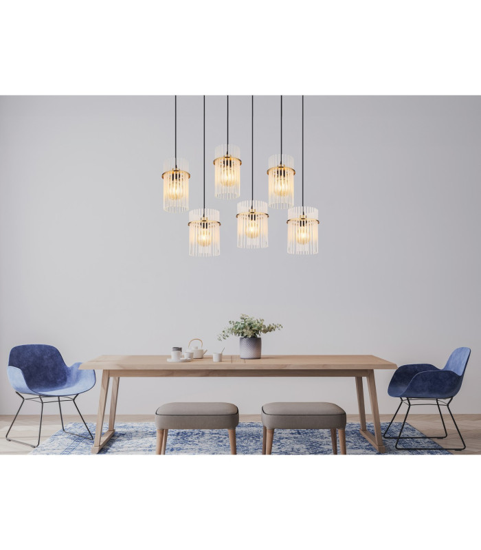 Gorley Cluster Pendant Ceiling Light Gold Colours Matt Opal Glass Shade 6x E27-10