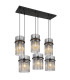 Gorley Cluster Pendant Ceiling Light Matt Black Smoke Glass Shade 6x E27-1