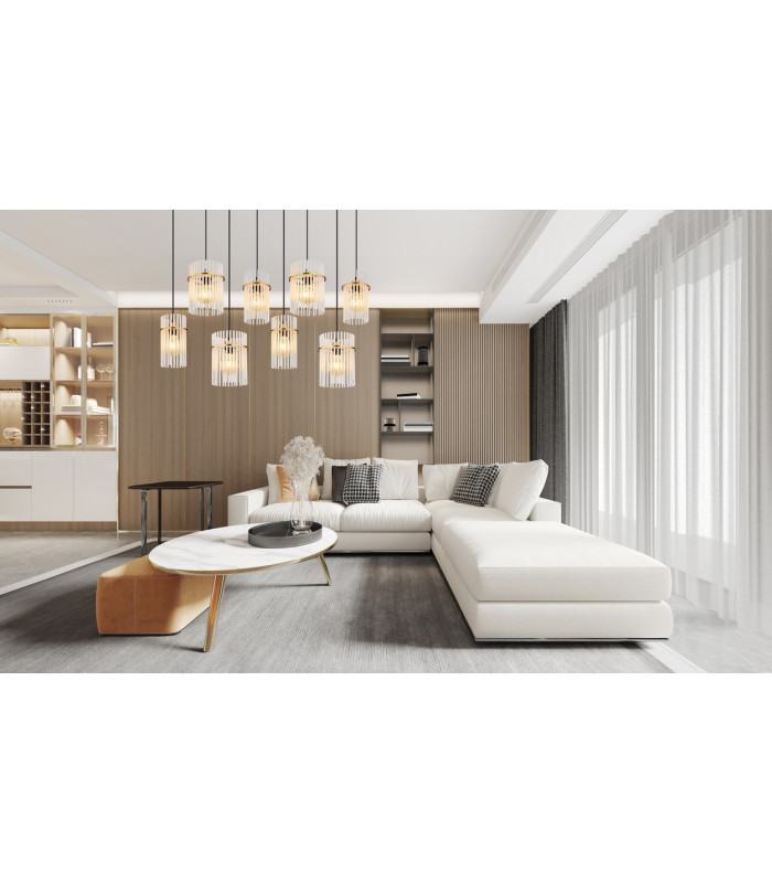 Gorley Cluster Pendant Ceiling Light Gold Colours Matt Opal Glass Shade 8x E27-9