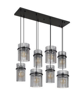Gorley Cluster Pendant Ceiling Light Matt Black Smoke Glass Shade 8x E27-2