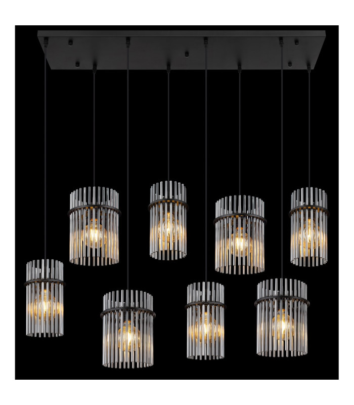 Gorley Cluster Pendant Ceiling Light Matt Black Smoke Glass Shade 8x E27-5