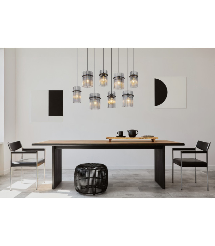 Gorley Cluster Pendant Ceiling Light Matt Black Smoke Glass Shade 8x E27-10