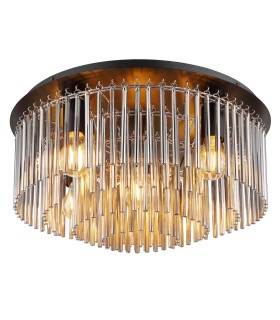Gorley Ceiling Light Matt Black Smoke Glass Shade 5x E27-1