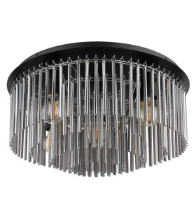 Gorley Ceiling Light Matt Black Smoke Glass Shade 5x E27-2