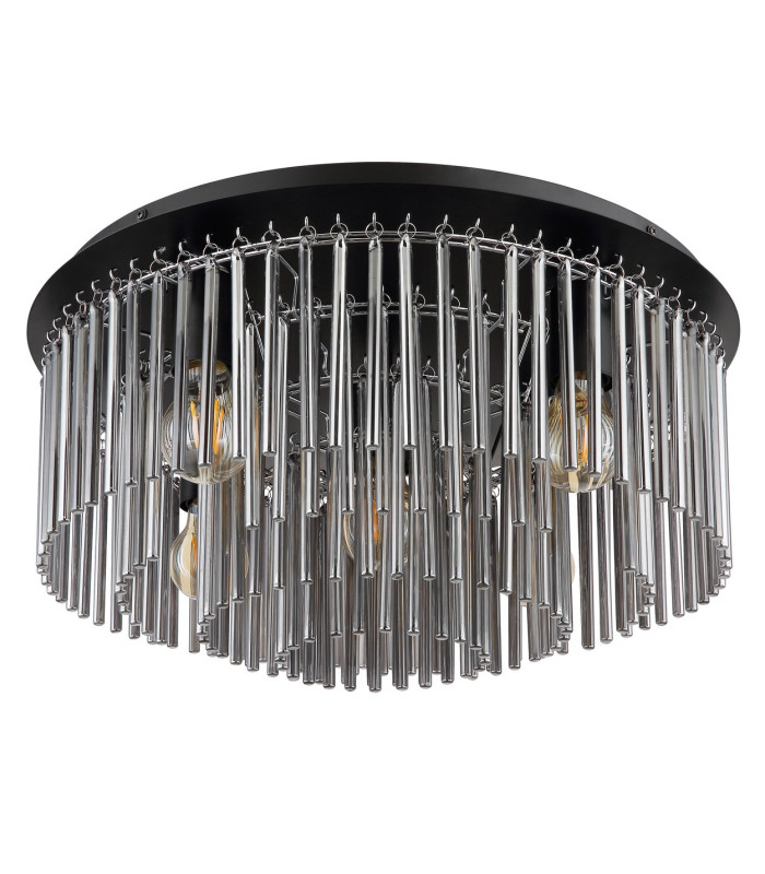 Gorley Ceiling Light Matt Black Smoke Glass Shade 5x E27-2