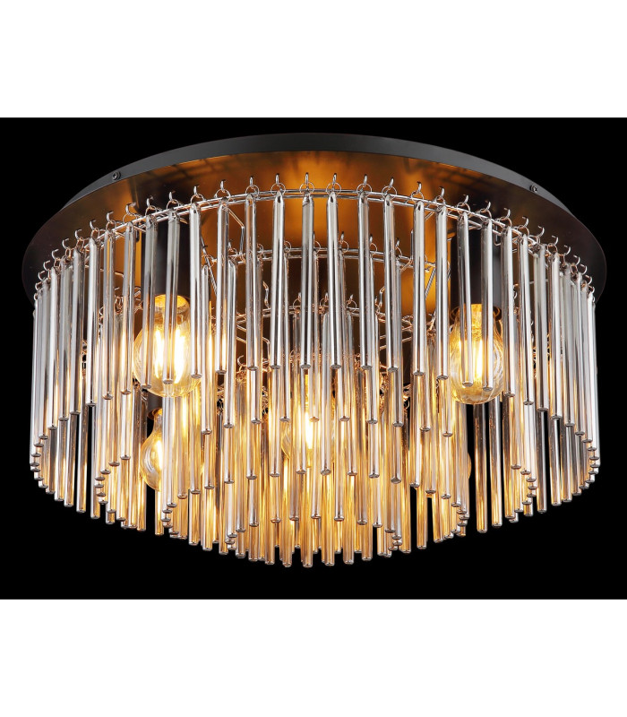Gorley Ceiling Light Matt Black Smoke Glass Shade 5x E27-3