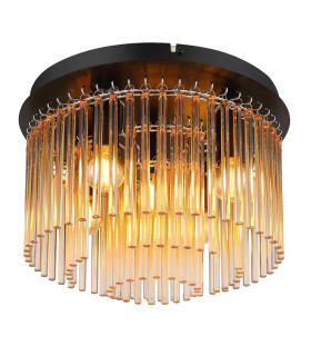 Gorley Ceiling Light Matt Black Amber Glass Shade 5x E14-1
