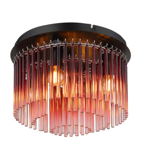 Gorley Ceiling Light Matt Black Blackberry Glass Shade 5x E14-1
