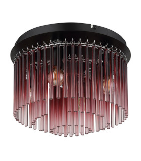 Gorley Ceiling Light Matt Black Blackberry Glass Shade 5x E14-2