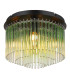Gorley Ceiling Light Matt Black Green Glass Shade 5x E14-1