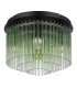 Gorley Ceiling Light Matt Black Green Glass Shade 5x E14-2