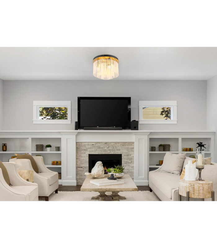 Gorley Ceiling Light Gold Colours Matt Opal Glass Shade 5x E14-4