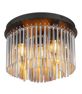 Gorley Ceiling Light Matt Black Smoke Glass Shade 5x E14-1