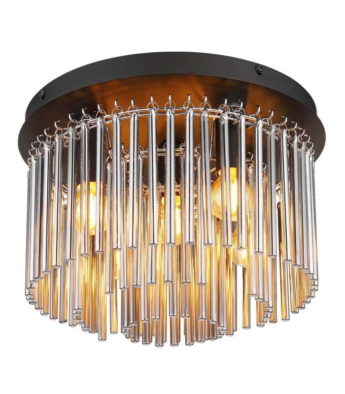 Gorley Ceiling Light Matt Black Smoke Glass Shade 5x E14-1