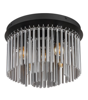 Gorley Ceiling Light Matt Black Smoke Glass Shade 5x E14-2