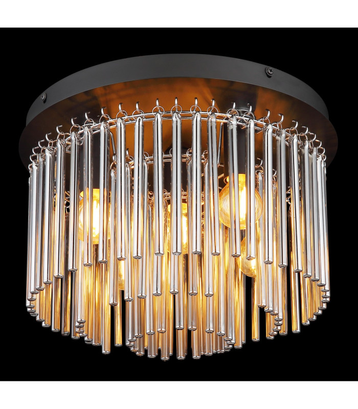 Gorley Ceiling Light Matt Black Smoke Glass Shade 5x E14-3
