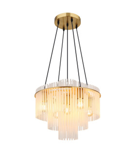 Gorley Pendant Ceiling Light Gold Colours Matt Opal Glass Shade 5x E27-1