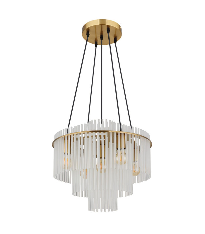 Gorley Pendant Ceiling Light Gold Colours Matt Opal Glass Shade 5x E27-2