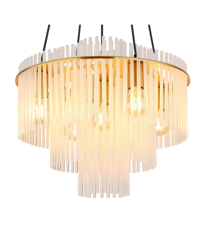 Gorley Pendant Ceiling Light Gold Colours Matt Opal Glass Shade 5x E27-3