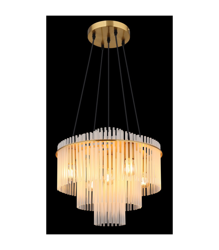Gorley Pendant Ceiling Light Gold Colours Matt Opal Glass Shade 5x E27-4