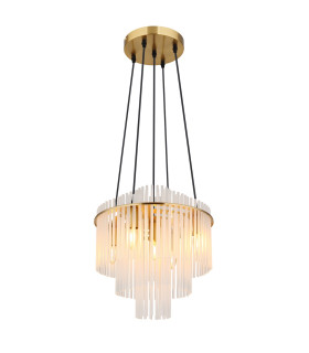 Gorley Pendant Ceiling Light Gold Colours Matt Opal Glass Shade 5x E14-1