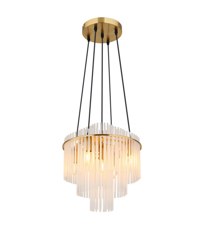 Gorley Pendant Ceiling Light Gold Colours Matt Opal Glass Shade 5x E14-1