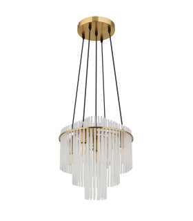 Gorley Pendant Ceiling Light Gold Colours Matt Opal Glass Shade 5x E14-2