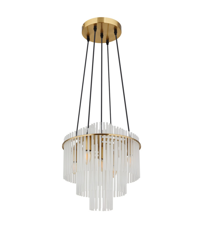Gorley Pendant Ceiling Light Gold Colours Matt Opal Glass Shade 5x E14-2