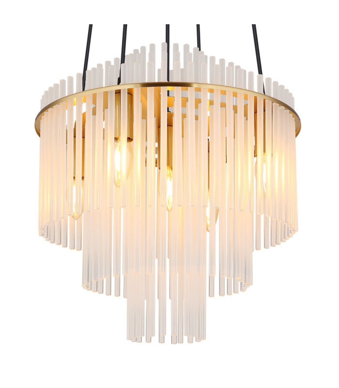 Gorley Pendant Ceiling Light Gold Colours Matt Opal Glass Shade 5x E14-3