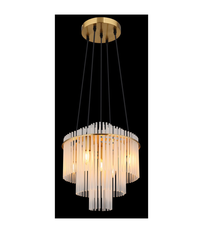 Gorley Pendant Ceiling Light Gold Colours Matt Opal Glass Shade 5x E14-4