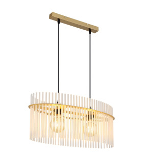 Gorley Pendant Ceiling Light Gold Colours Matt Opal Glass Shade 2x E27-1