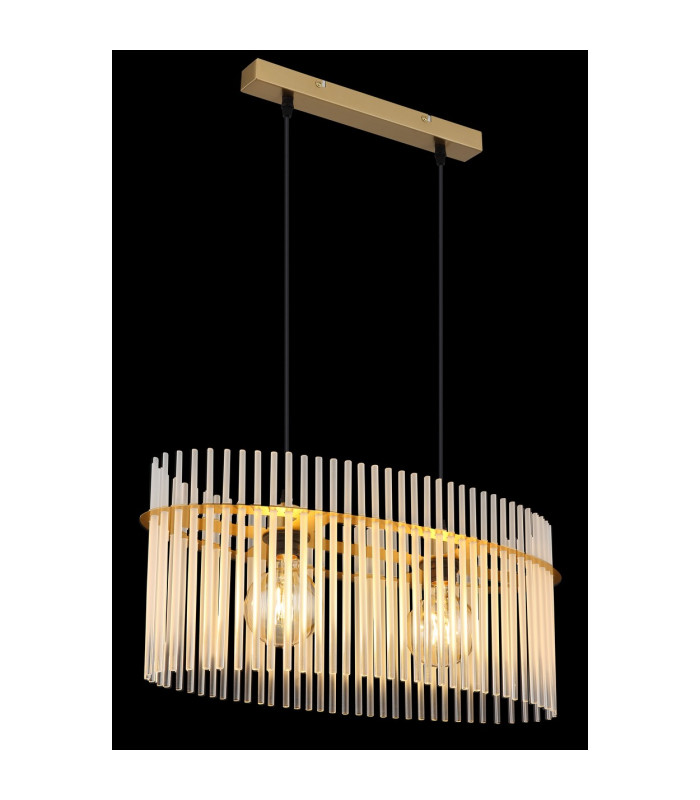 Gorley Pendant Ceiling Light Gold Colours Matt Opal Glass Shade 2x E27-5