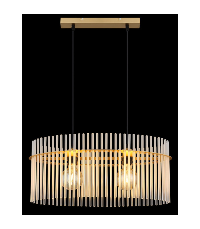 Gorley Pendant Ceiling Light Gold Colours Matt Opal Glass Shade 2x E27-6