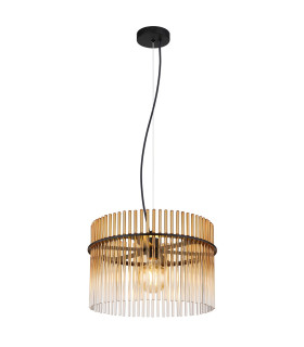 Gorley Pendant Ceiling Light Matt Black Amber Glass Shade 1x E27-1