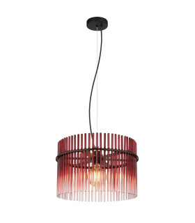 Gorley Pendant Ceiling Light Matt Black Blackberry Glass Shade 1x E27-1