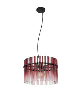 Gorley Pendant Ceiling Light Matt Black Blackberry Glass Shade 1x E27-2
