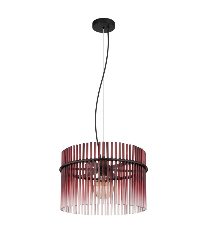 Gorley Pendant Ceiling Light Matt Black Blackberry Glass Shade 1x E27-2