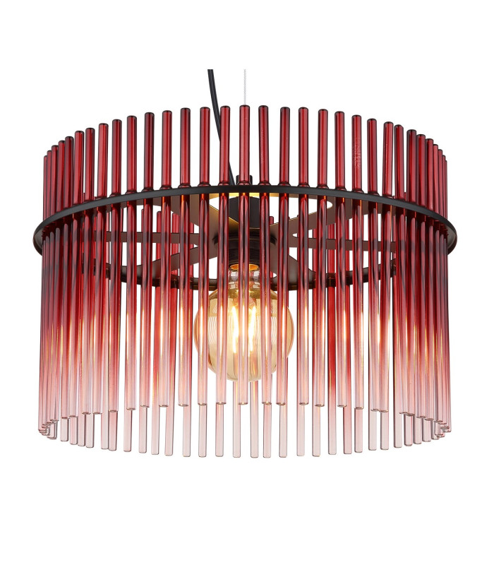 Gorley Pendant Ceiling Light Matt Black Blackberry Glass Shade 1x E27-3