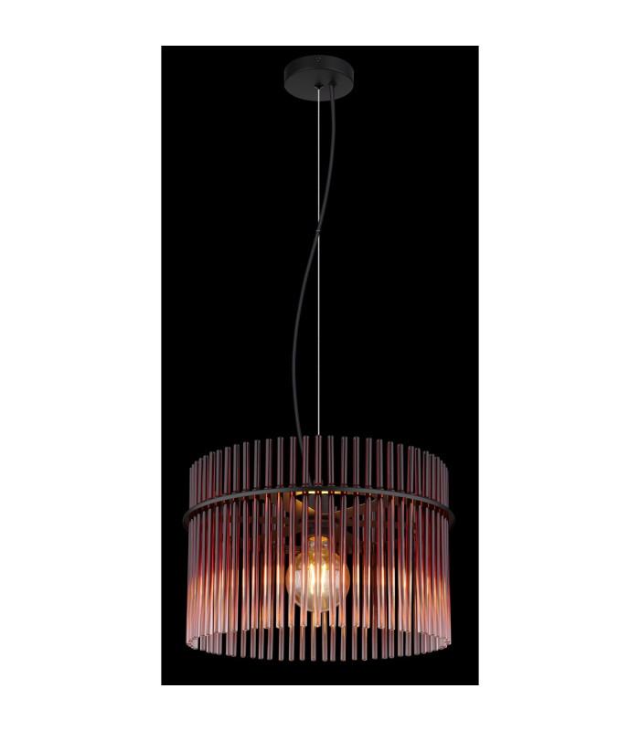 Gorley Pendant Ceiling Light Matt Black Blackberry Glass Shade 1x E27-4