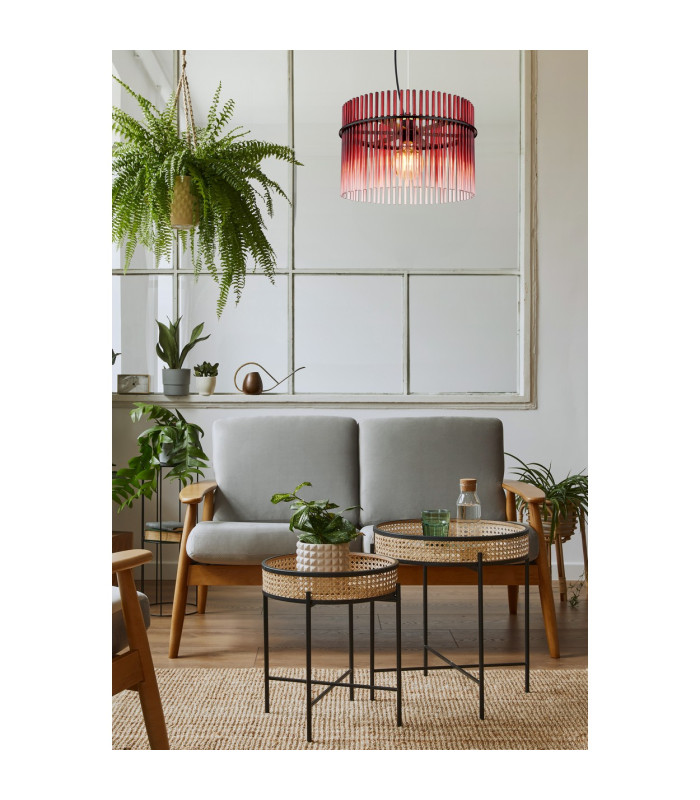 Gorley Pendant Ceiling Light Matt Black Blackberry Glass Shade 1x E27-8