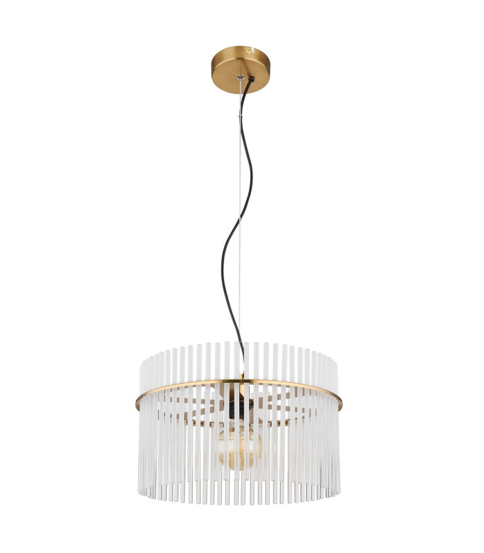 Gorley Pendant Ceiling Light Gold Colours Matt Opal Glass Shade 1x E27-2