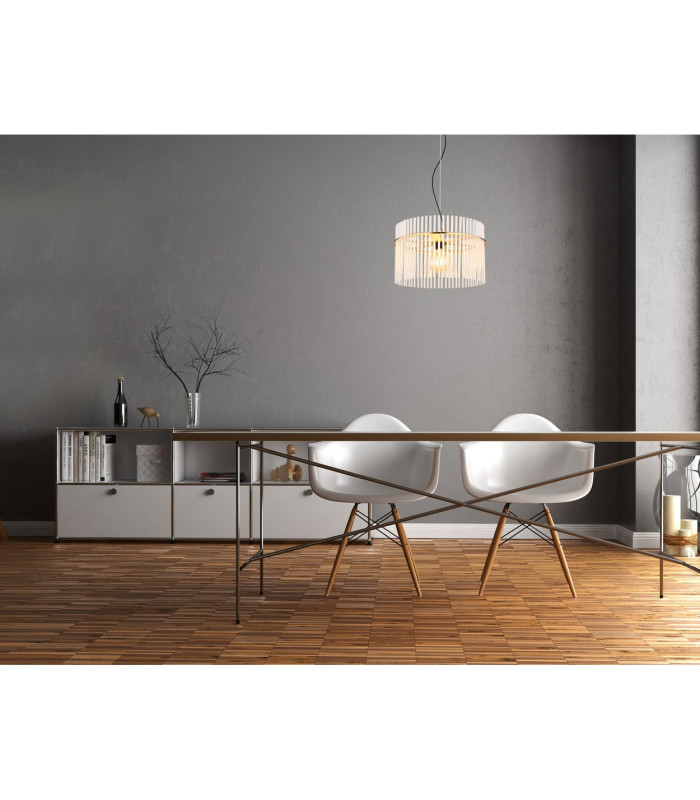 Gorley Pendant Ceiling Light Gold Colours Matt Opal Glass Shade 1x E27-5