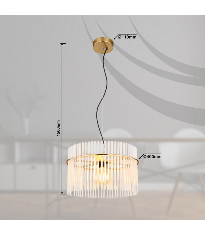 Gorley Pendant Ceiling Light Gold Colours Matt Opal Glass Shade 1x E27-6