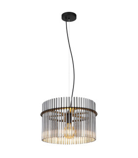 Gorley Pendant Ceiling Light Matt Black Smoke Glass Shade 1x E27-1