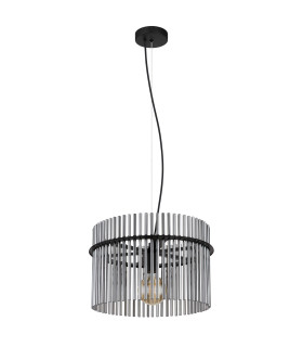 Gorley Pendant Ceiling Light Matt Black Smoke Glass Shade 1x E27-2